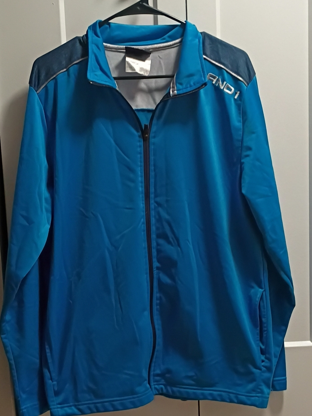 And1 Men's Bright Teal Lightweight Zip Jacket with Navy Accents
